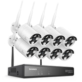 3MP 8-Channel Wireless Security Camera System, 8MP NVR, 3MP WiFi IP Camera, Two-Way Audio, IP66 Waterproof, Smart AI Human Detection, Work With Alexa